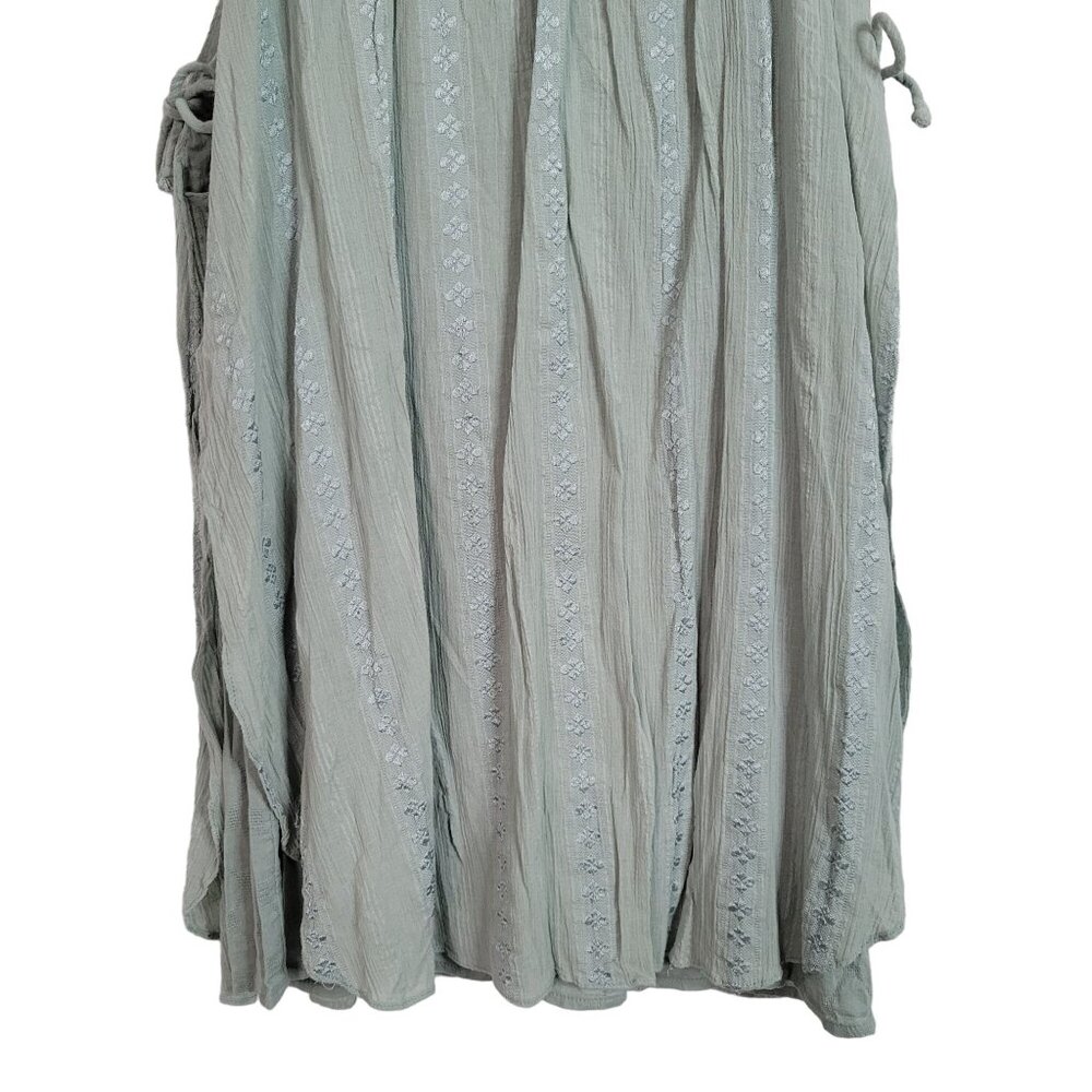 Free People Size L Dress Boho Gauze Flowy Layers Pullover Beachy Crochet Green - Picture 4 of 12